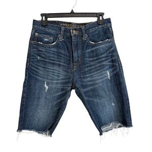 2/$30 American Eagle - Men’s Distressed Dark Wash Denim Shorts - Waist 28